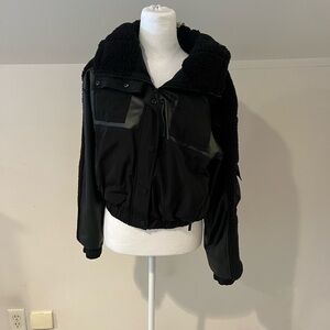 ALO Yoga Black Bomber Jacket with Faux Fur